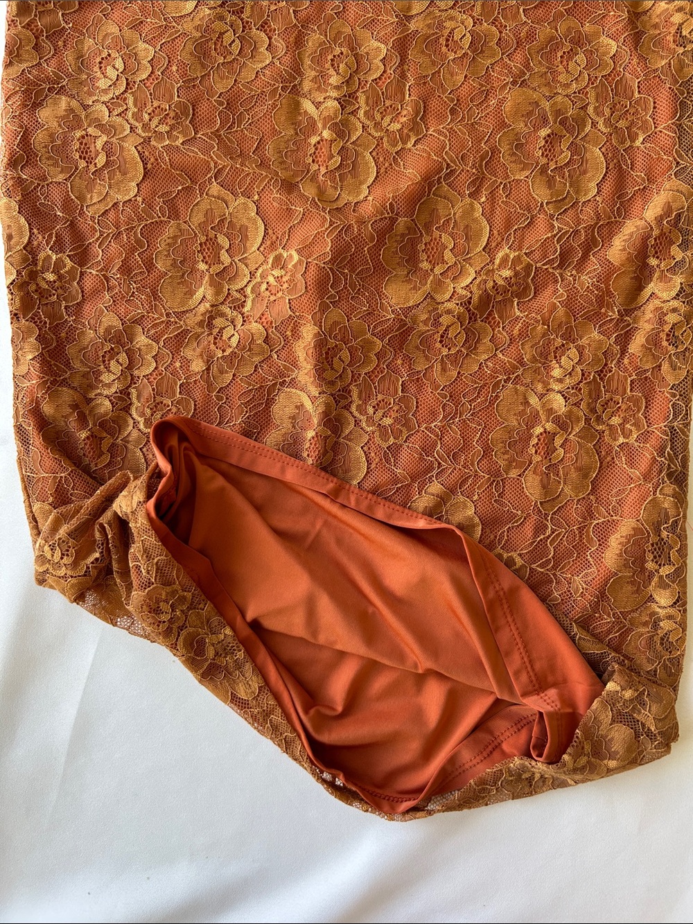 ASOS Rust-Orange Lace Halter Slip Dress - Picture 6 of 10